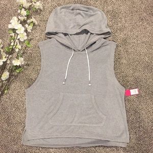 Grey Terry Cloth Sleeveless Hoodie